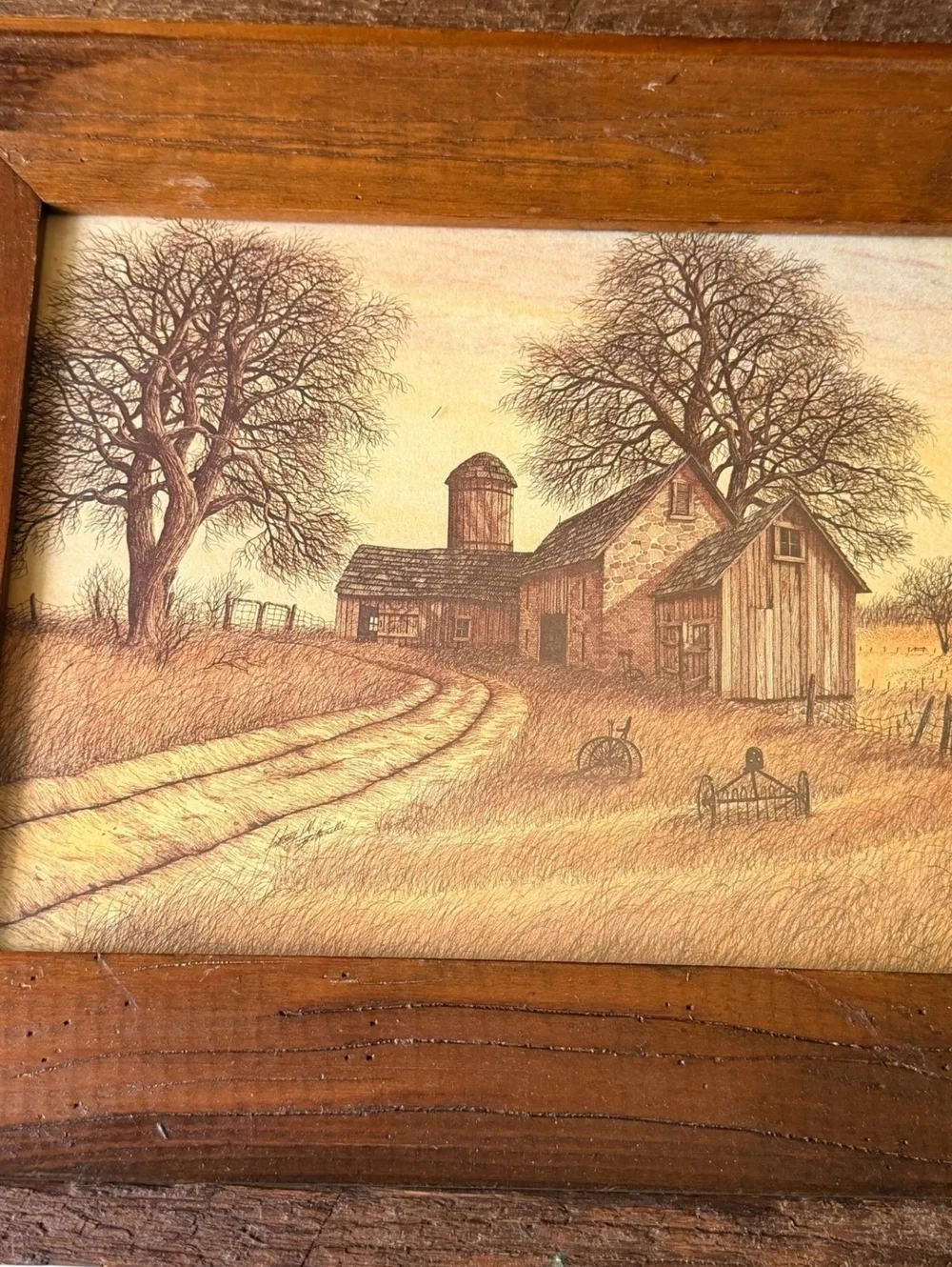 Vintage Anthony M Bottanelli Signed Lithograph Farm Barn Landscape Framed Art
